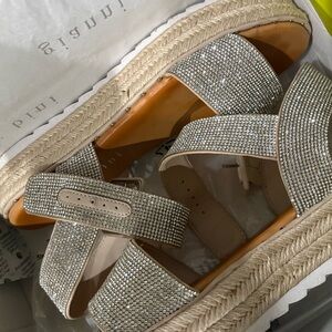 Gianni Bini Silver Espadrille Sandals